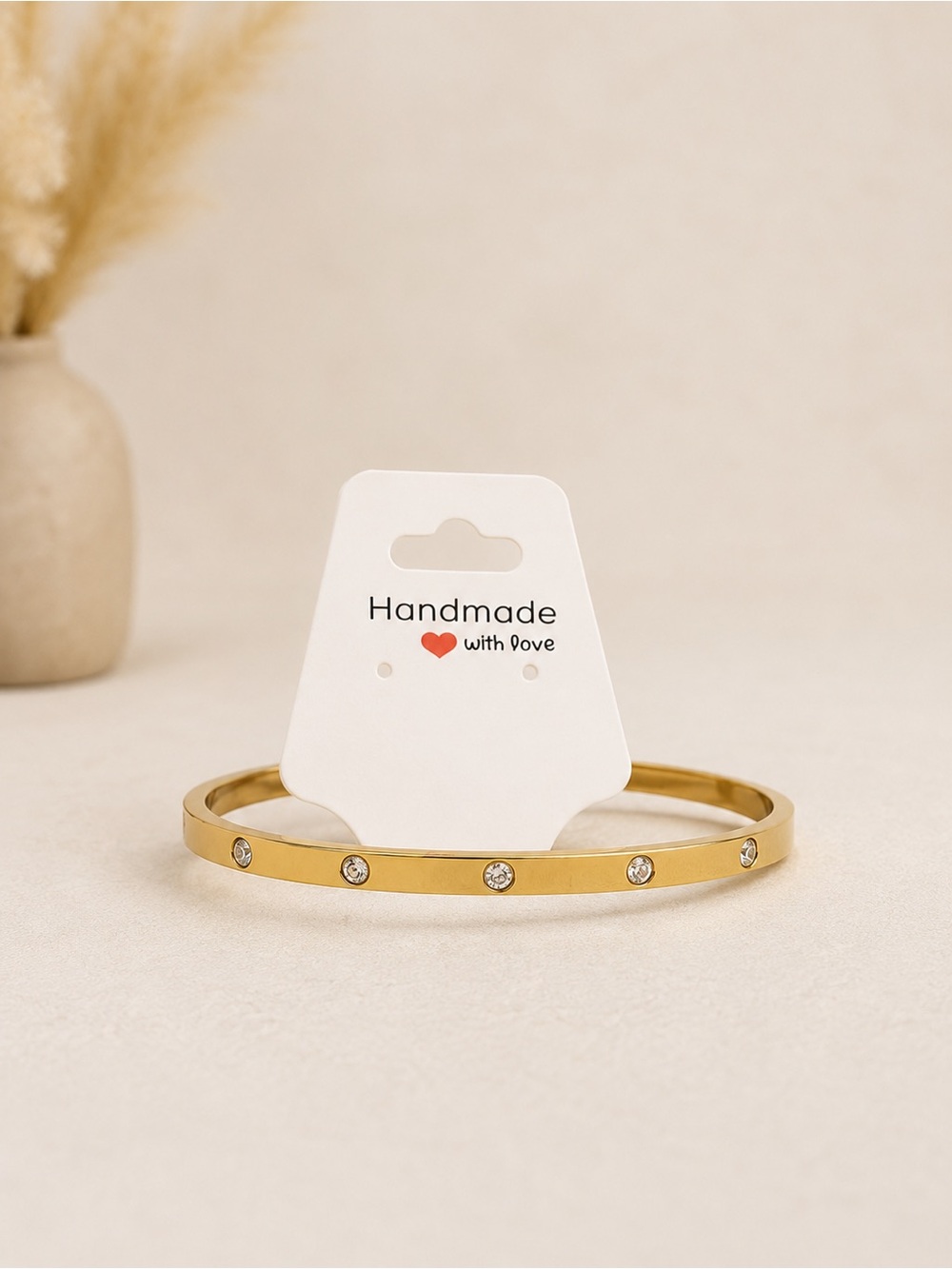 Handmade Gold Crystal Accent Bangle Bracelet